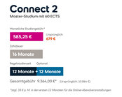 Connect 2 Master-Studium mit 60 ECTS. Monatliche Studiengebühr 585,25 €, Gesamtkosten 9.364,00 € für 16 Monate.