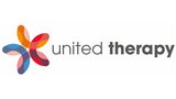 Logo von "united therapy" mit bunten, überlappenden Blütenblättern in verschiedenen Farben.
