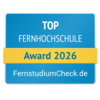 Top Fernhochschule Award 2026 von FernstudiumCheck.de, ausgezeichnet für herausragende Leistungen in der Fernbildung.