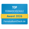 Top Fernhochschule 2026 Top Fernhochschule Award 2026 von FernstudiumCheck.de, ausgezeichnet für herausragende Leistungen in der Fernbildung.