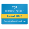 Top Fernhochschule Award 2026 von FernstudiumCheck.de, ausgezeichnet für herausragende Leistungen in der Fernbildung.