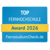 Top Fernhochschule 2026 Top Fernhochschule Award 2026 von FernstudiumCheck.de, ausgezeichnet für herausragende Leistungen in der Fernbildung.