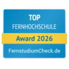Top Fernhochschule 2026 Top Fernhochschule Award 2026 von FernstudiumCheck.de, ausgezeichnet für herausragende Leistungen in der Fernbildung.