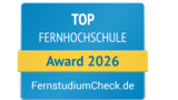 Top Fernhochschule Award 2026 von FernstudiumCheck.de, ausgezeichnet für herausragende Leistungen in der Fernbildung.