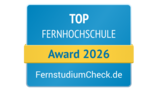 Top Fernhochschule 2026 Top Fernhochschule Award 2026 von FernstudiumCheck.de, ausgezeichnet für herausragende Leistungen in der Fernbildung.