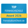 Top Fernhochschule 2026 Top Fernhochschule Award 2026 von FernstudiumCheck.de, ausgezeichnet für herausragende Leistungen in der Fernbildung.