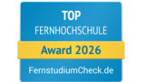 Top Fernhochschule Award 2026 von FernstudiumCheck.de, ausgezeichnet für herausragende Leistungen in der Fernbildung.