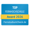Top Fernhochschule Award 2026 von FernstudiumCheck.de, ausgezeichnet für herausragende Leistungen in der Fernbildung.