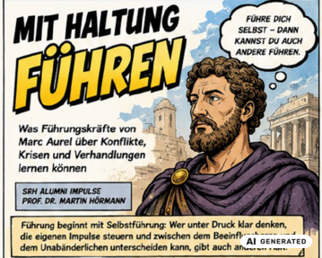 Mit Haltung führen: Lehren von Marc Aurel über Konflikte, Krisen und Verhandlungen. Selbstführung als Grundlage für effektives Führen. (KI generiert)