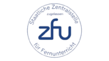 Logo der Deutschen Zentralstelle für Fernunterricht (ZFU) mit dem Schriftzug "ZFU" und dem Hinweis auf die Zulassung.
