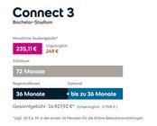 Connect 3 Bachelor-Studium: Monatliche Studiengebühr 249 €, Zahldauer 72 Monate, Regelstudienzeit 36 Monate, Gesamtkosten 17.928 €.