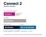 Connect 2 Bachelor-Studium: Monatliche Studiengebühr 349 €, Gesamtkosten 17.450 €, Regelstudienzeit 36 Monate, optional bis zu 36 Monate.
