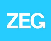 Logo mit den Buchstaben "ZEG" in Weiß auf einem hellblauen Hintergrund.